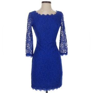 Diane Von Furstenberg Zarita Lace Dress Women's Size 6 Blue Cocktail Party Dress